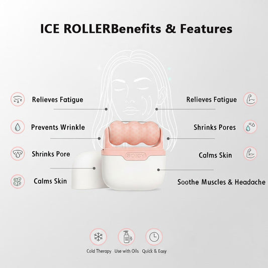 Alvixora®【2-in-1 Ice Roller Set】Keep Clean in Case❄️Cooling Face & Body Massager for Pores, Dry Skin & Product Absorption｜Portable Skin Care Gift for Women