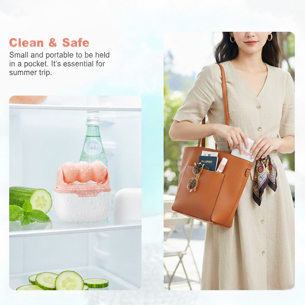 Alvixora®【2-in-1 Ice Roller Set】Keep Clean in Case❄️Cooling Face & Body Massager for Pores, Dry Skin & Product Absorption｜Portable Skin Care Gift for Women