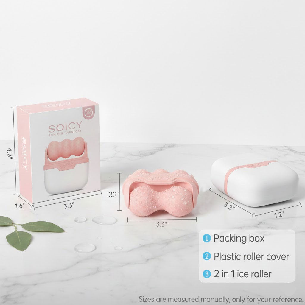 Alvixora®【2-in-1 Ice Roller Set】Keep Clean in Case❄️Cooling Face & Body Massager for Pores, Dry Skin & Product Absorption｜Portable Skin Care Gift for Women